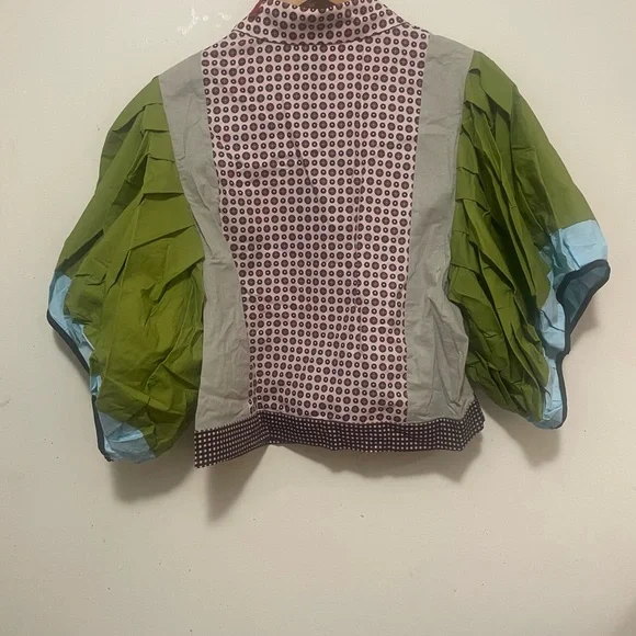 Patchwork Blouse with Green and Red Accents - Picture 4 of 5